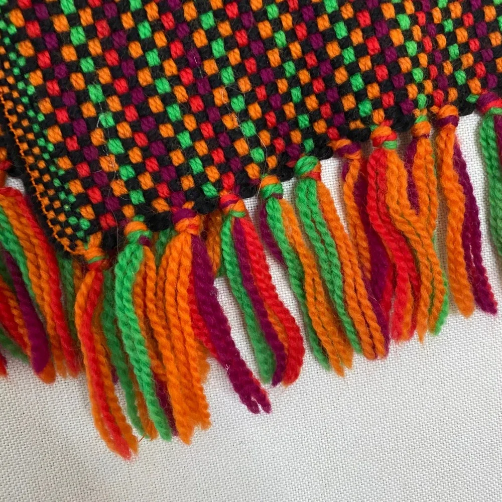 Vintage Carson Pirie Scott Merino Wool Scarf West Germany Multi Color Woven 46in